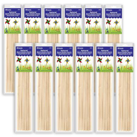 BAZIC PRODUCTS Round Natural Wooden Dowel, 3/8in x 12in, 72PK 6810